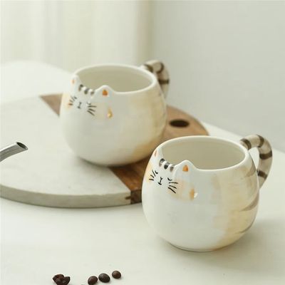 1pc cute ceramic cup, cat shaped mug, 380ml/13oz milk, coffe