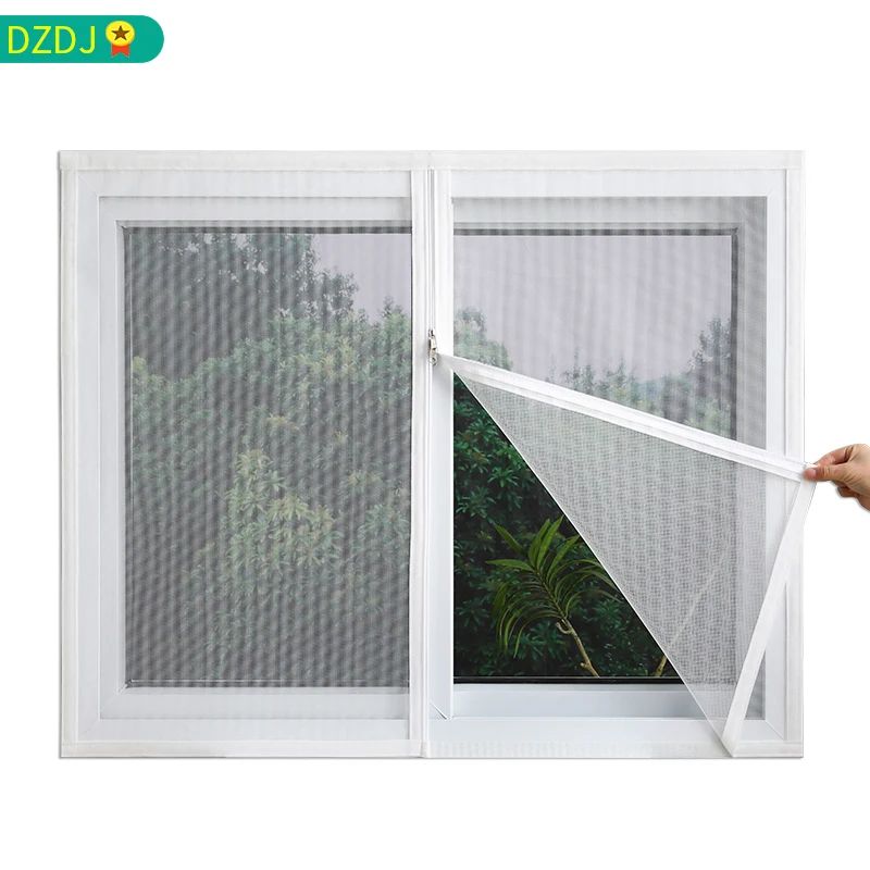 White ，Customized size，Window mesh with zipper Self-adhesi