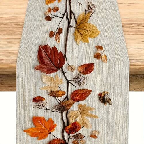 1 Autumn Fallen Leaf Themed Table Runner, Natural Dried Leav