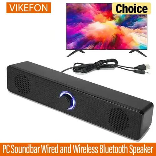 Wireless Bluetooth and PC Soundbar Wired Speaker USB Powered