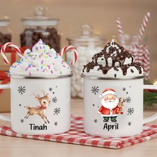 Name Mug Hot Personlized Chocolate with Cocoa Reindeer