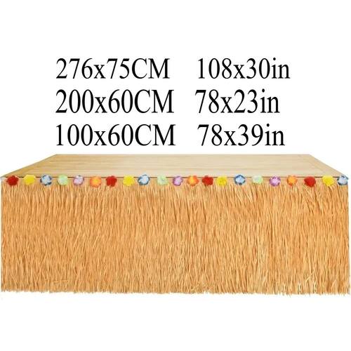 Luau Grass Table Skirt Hawaiian Flower Grass Skirts for Luau