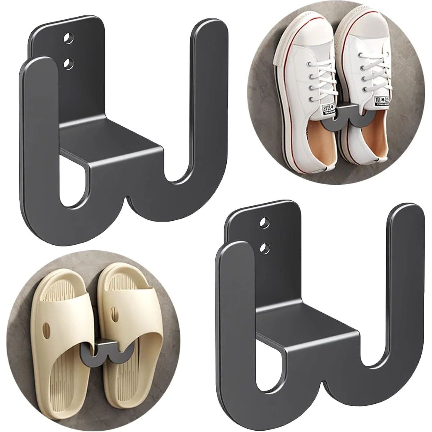 3pcs Wall Mounted Shoe Rack Slipper Storage Organizer Hanger