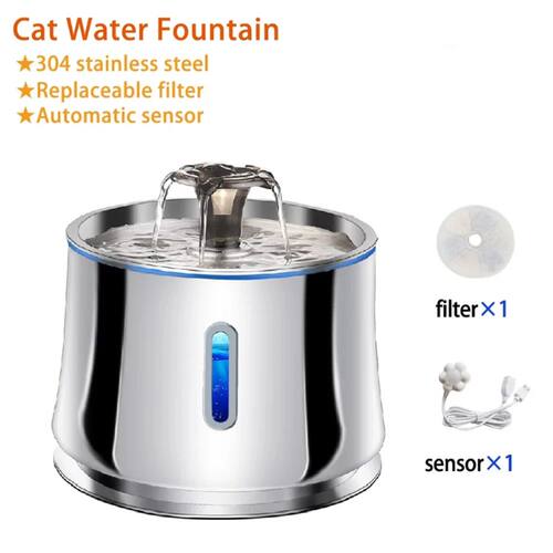 Stainless Steel Water Fountain for Cats Dog Transparent Wind