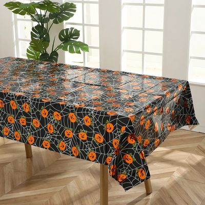 Halloween Disposable Tablecloth Pumpkin Haunted House Bat Bl