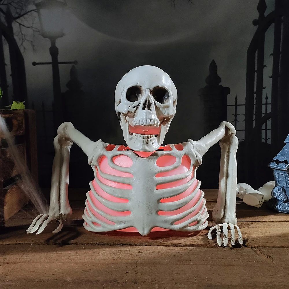 Halloween Glowing Skull Skeleton Decoration Colorful Haunted