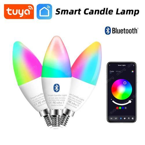 E14 Bluetooth Wifi Tuya Smart Led Chandelie Light Bulb RGB C