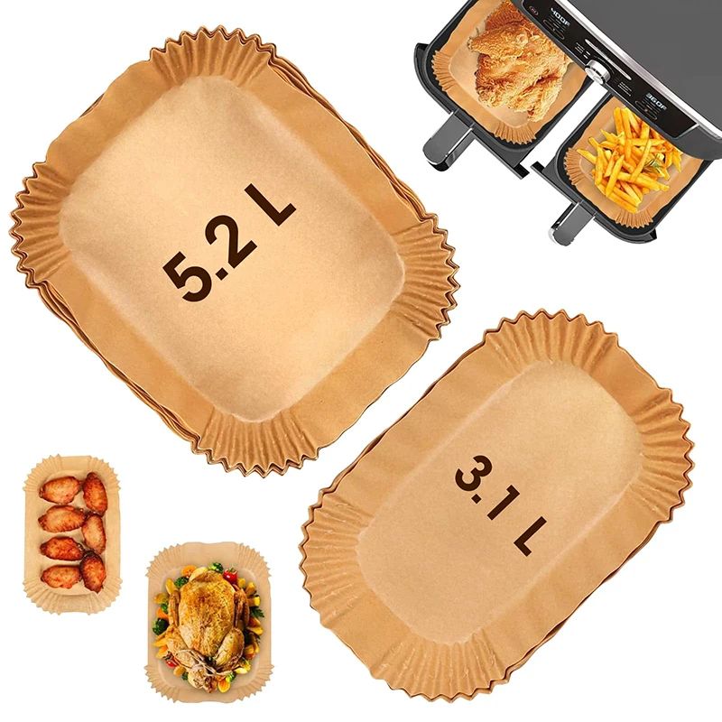Rectangle Air Fryer Paper Liners for Tefal 5.2L & 3.1L Dual