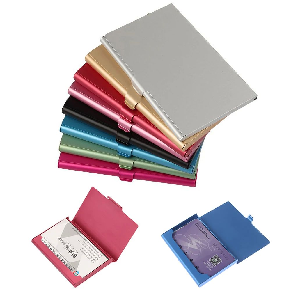 Metal Card Holder Box Aluminum Business Card Postcard Storag