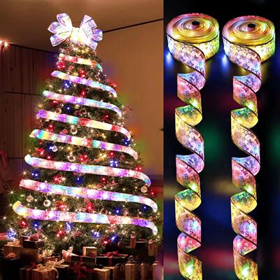 1-10m  Christmas Ribbon Fairy Light String Merry Christmas D