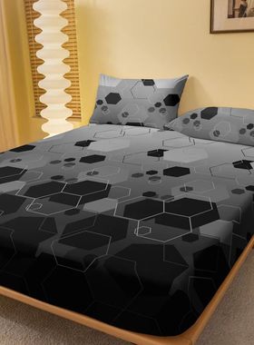 1 Simple modern Geometry printed matte Fitted Sheet, bedroom