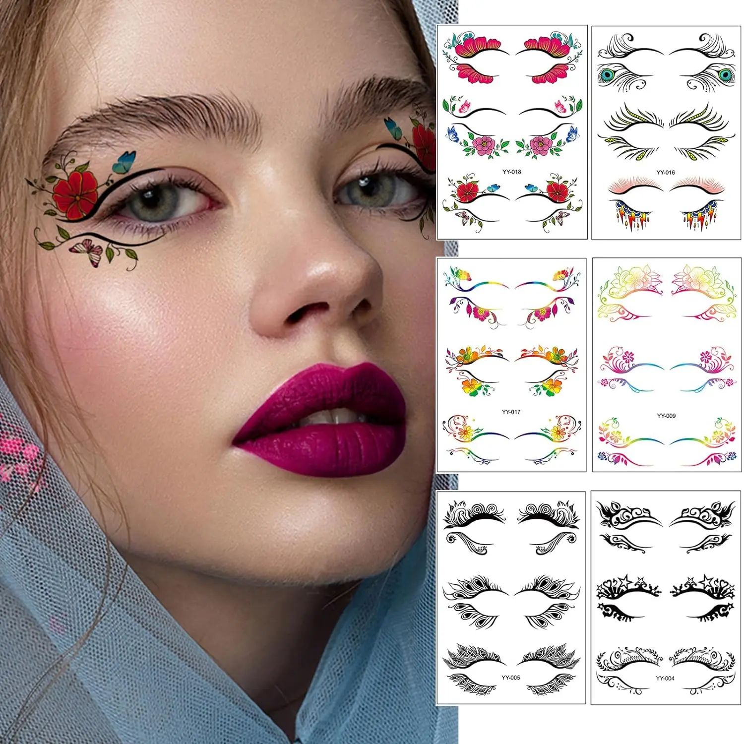 30 Pairs Temporary Eye Tattoo Colorful Eyeliner Makeup Stick