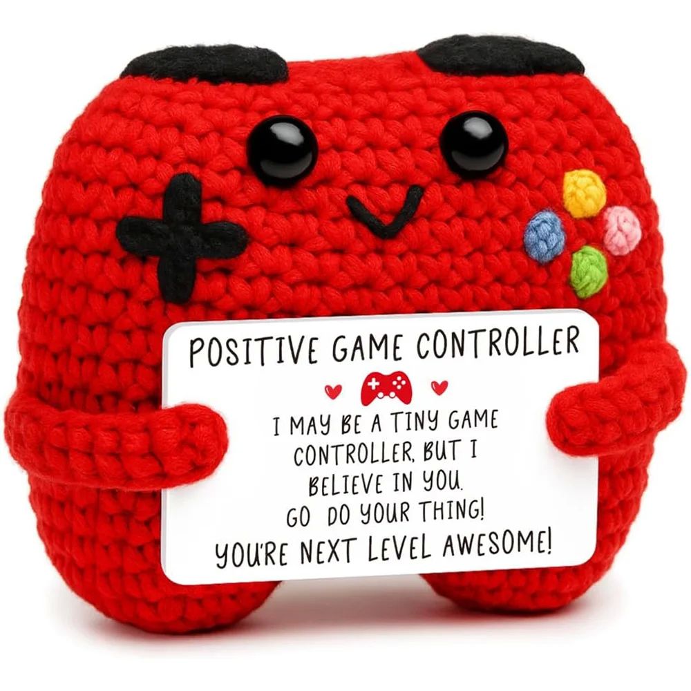 Funny Emotional Support Positive Crochet Game Controller Dol