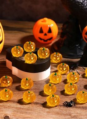10pcs Glowing Resin Pumpk, Fall Halloween Decorations, Mini