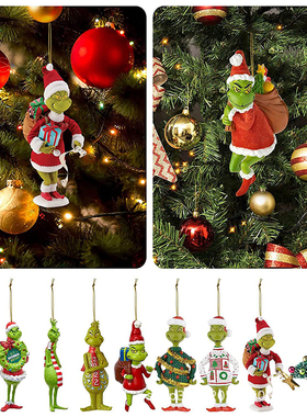 Christmas Ornaments Green Hairy Monster Xmas Tree Hanging Pe