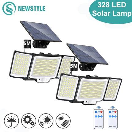 NEW 328 LED Solar Lamp Outdoor 348Wall Lamp IP65 Waterproof