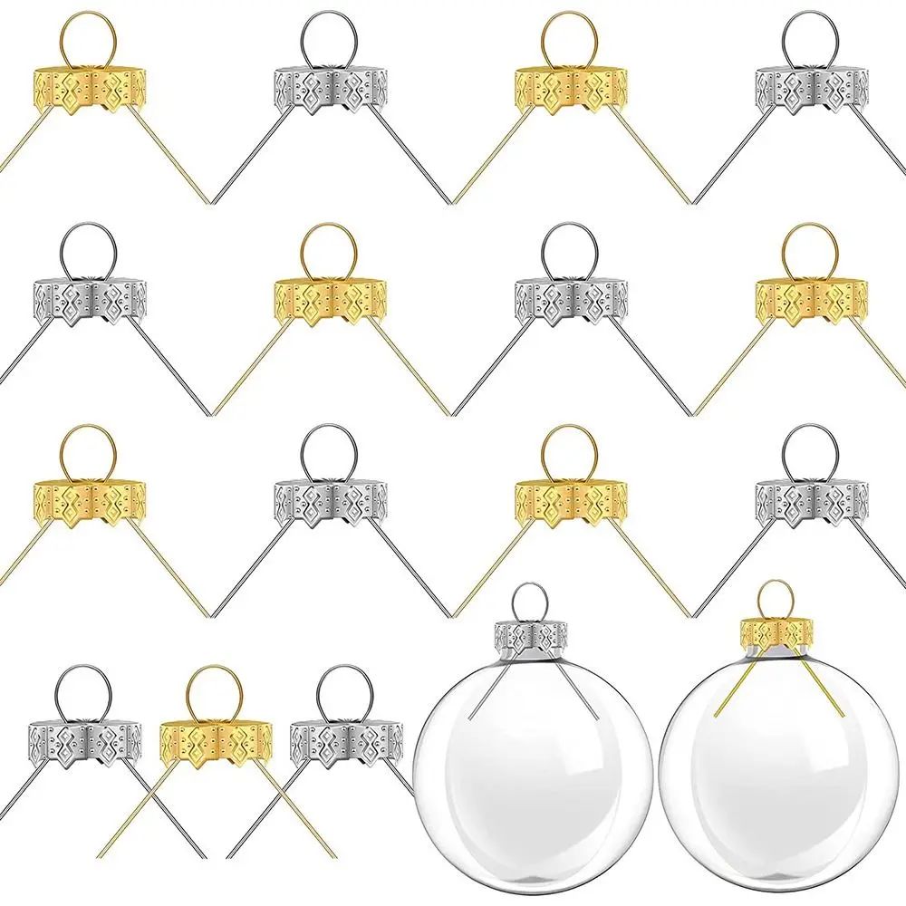 50PCS Aluminium Christmas Ball Caps Gold Silver DIY Christma