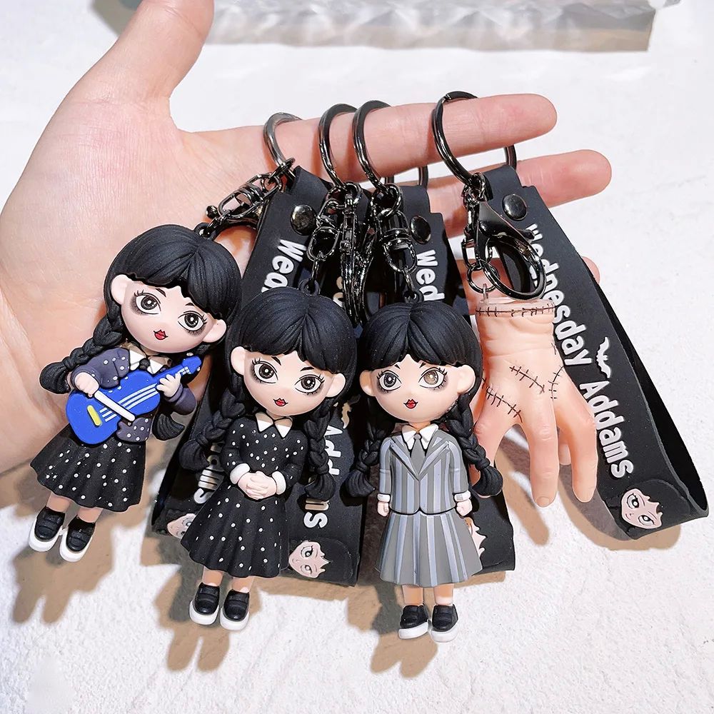 Horror Wednesday Addams Silicone Keychain Toy Thing Hand Hom
