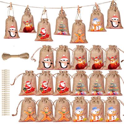Advent Calendar Gift Bags 2024 New Year 24pcs/set Hanging