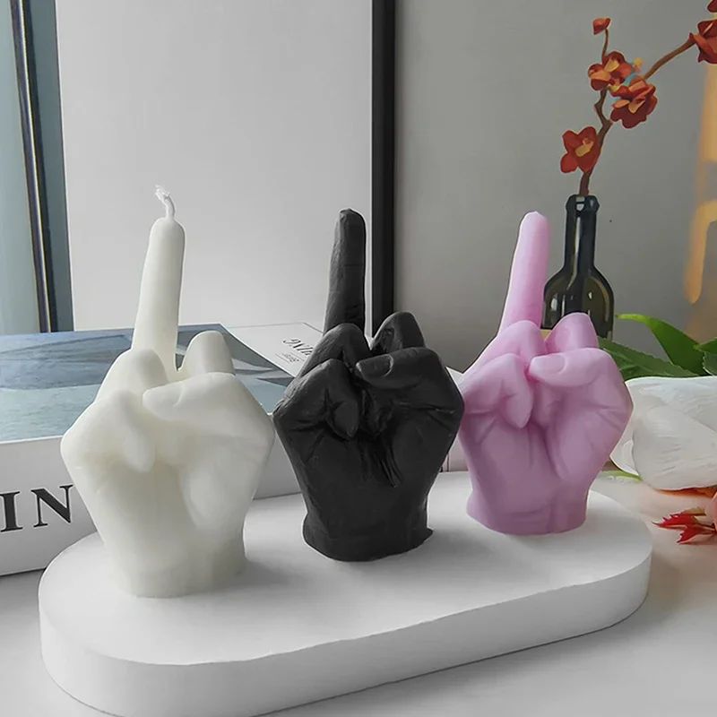 Universal Creative Candles Middle Finger Shaped Gesture Scen
