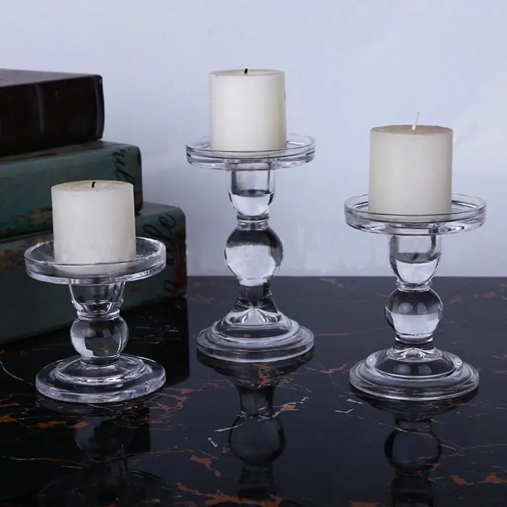 Transparent Glass Candlestick Holders, Crystal Candle Holder