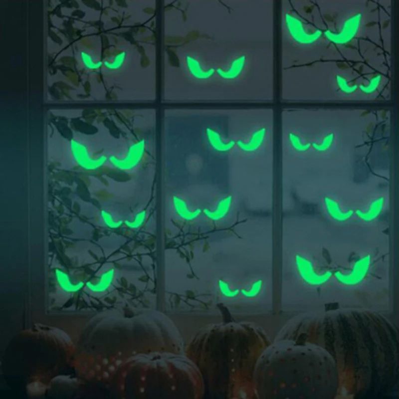 Halloween Luminous Wall Decals Glowing in The Dark Eyes Wind