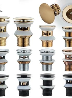 Gold Pop Up Drain Button Bathroom Sink Plug Drainer Siphon W