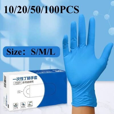 10/20/50/100PCS Blue Nitrile Gloves Disposable Waterproof Bl