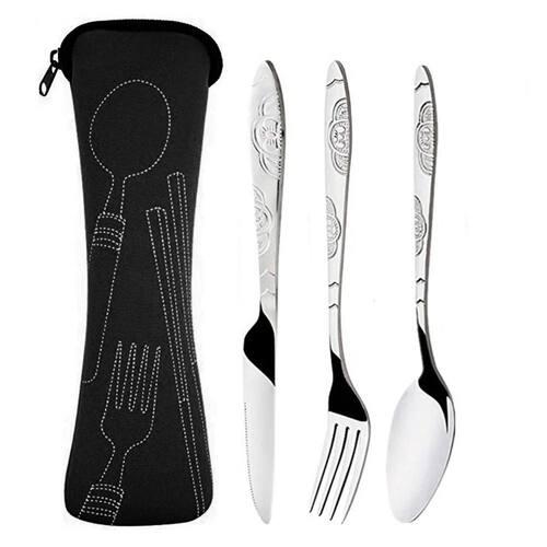 8/4/1PCS Set Tableware Washable With Zipper Travel Cutlery K