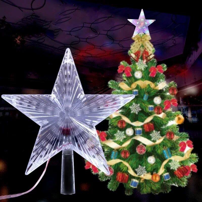 1PCS Color Changing Xmas Christmas Tree Topper Star Shiny Ro