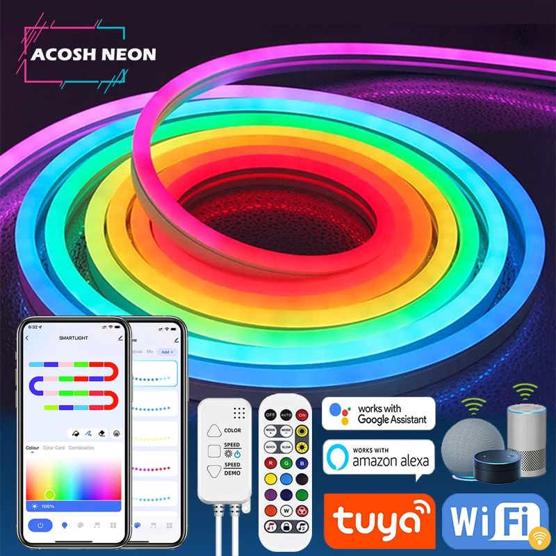 TUYA Neon LED Strip Lights 12-24V 84LEDs/M Silicone Neon Rop