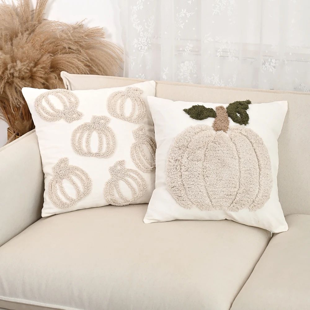 Halloween Tufted Looped Pumpkin Embroidered Pillowcase Festi