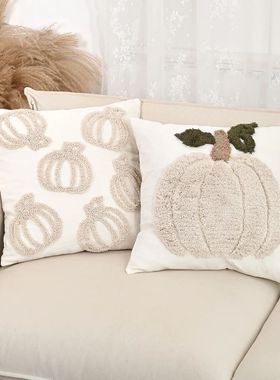 Halloween Tufted Looped Pumpkin Embroidered Pillowcase Festi