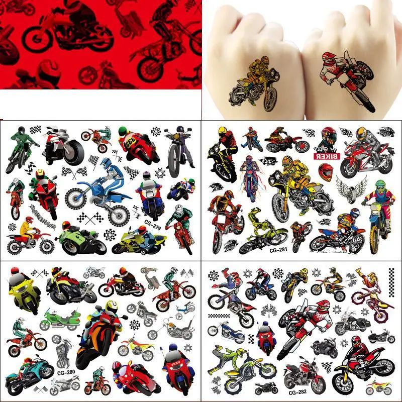 1Pcs Dirt Bike Motorcycle Tattoo Stickers Racing Figure Cart