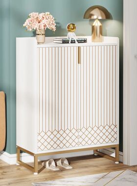 Tribesigns White Shoe Cabinets with Doors, 5-Tier Shoe Rack,