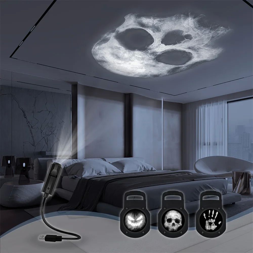360° Rotatable Skull LED Night Light with Interchangeable P