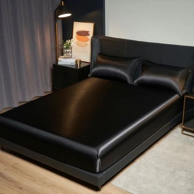 Kuup 100%Polyester 3pcs satin surface Bedding Fitted Sheet a