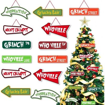 16pcs Christmas Tree Decorations Greench Whoville Paper Card