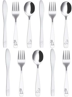 9/15Pcs Kids Silverware Set 410 Stainless Steel Kids Fork Sp