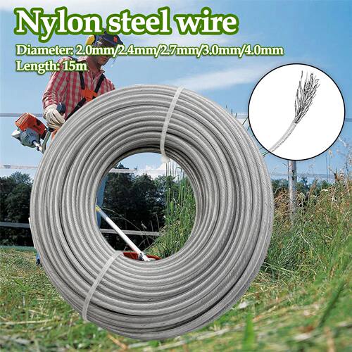 2～4.0mm*15m Steel Wire Grass Trimmer Line Round Brushcutter
