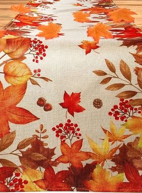 Autumn Leaves Thanksgiving linen Table Runners Fall Maple Le
