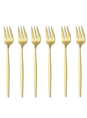 6Pcs Stainless Steel Matte Cake Fruit Forks Flatware Silverw