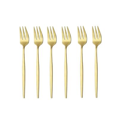 6Pcs Stainless Steel Matte Cake Fruit Forks Flatware Silverw