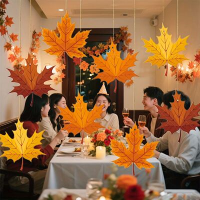 Autumn Maple Leaf Garland Decorations - Rustic Paper Hanging