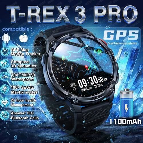 2026 New T-Rex3 Pro GPS Tracker Smartwatch Men 120-Day Stand
