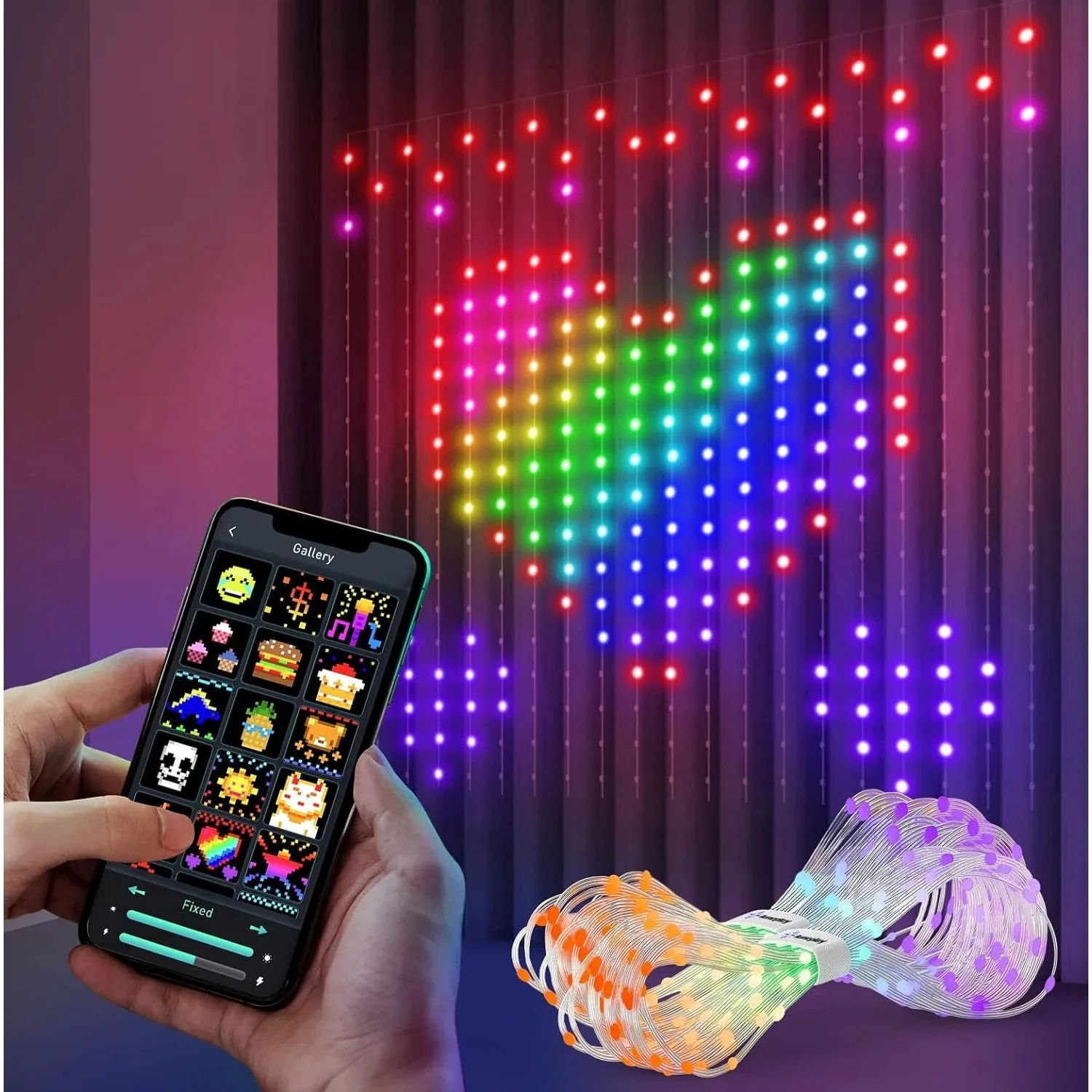 Smart LED Curtain Light APP Control RGB Dimmable DIY Pattern
