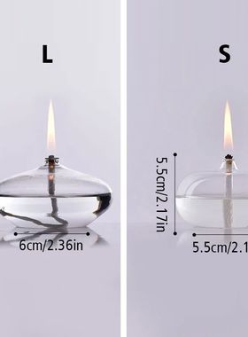 Handmade Oblate Transparent Glass Candlestick Oil Lamp with