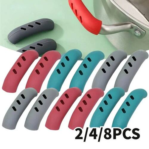 2/8Pcs Silicone Pan Handle Cover Heat Insulation Covers Pot
