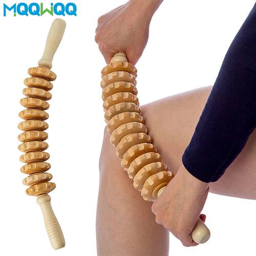 Curved Wood Massage Roller Stick Lymphatic Drainage Wood The