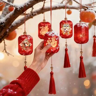 New Year Hanging Ornament Red Glowing Lanterns Chinese Mini